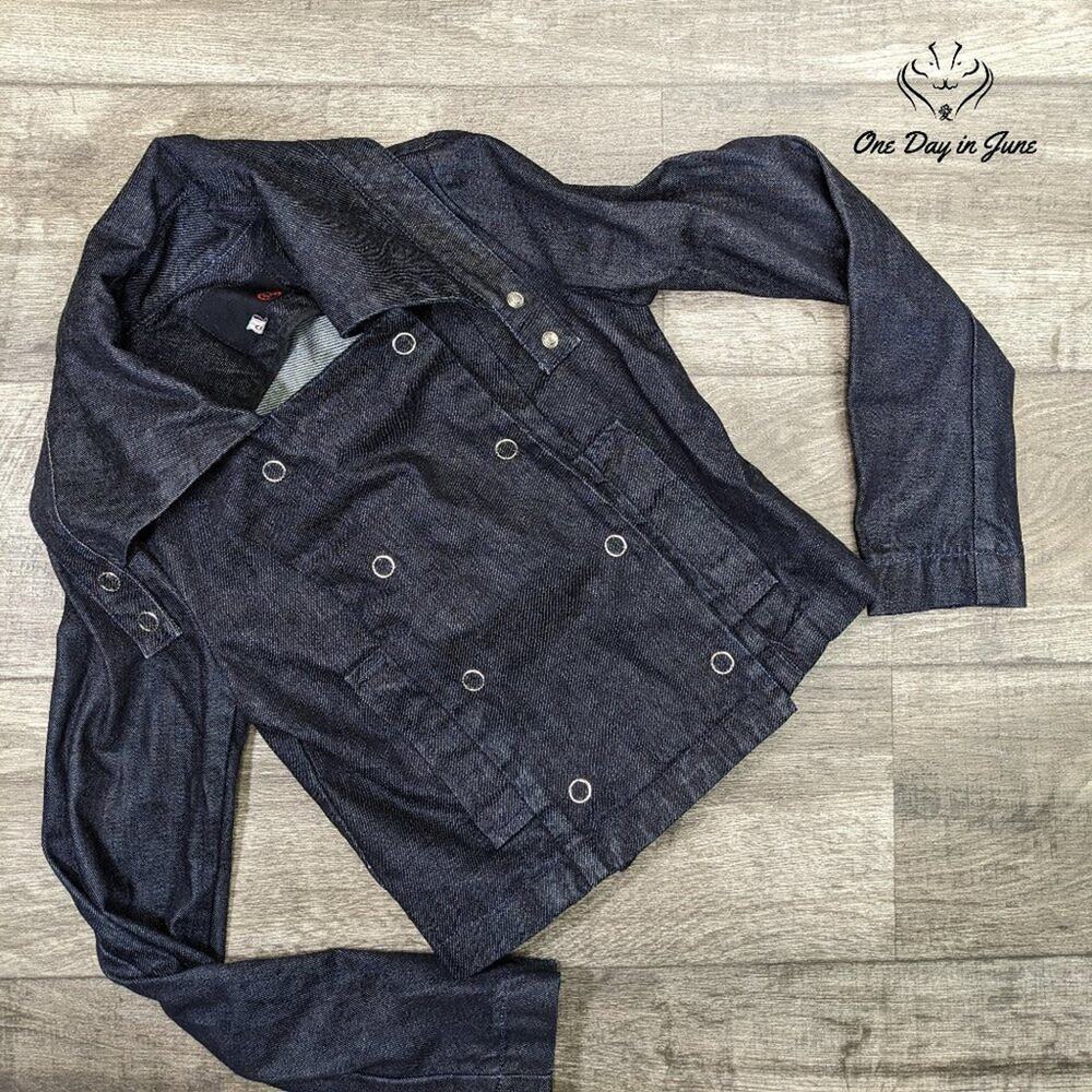 AG Adriano Goldschmied Snap Front Denim Jacket Dark Indigo Moto Size S